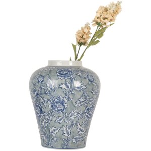 Clayre & Eef 6CE2084 Váza keramická modrozelená Ø 21 cm Výška 26 cm