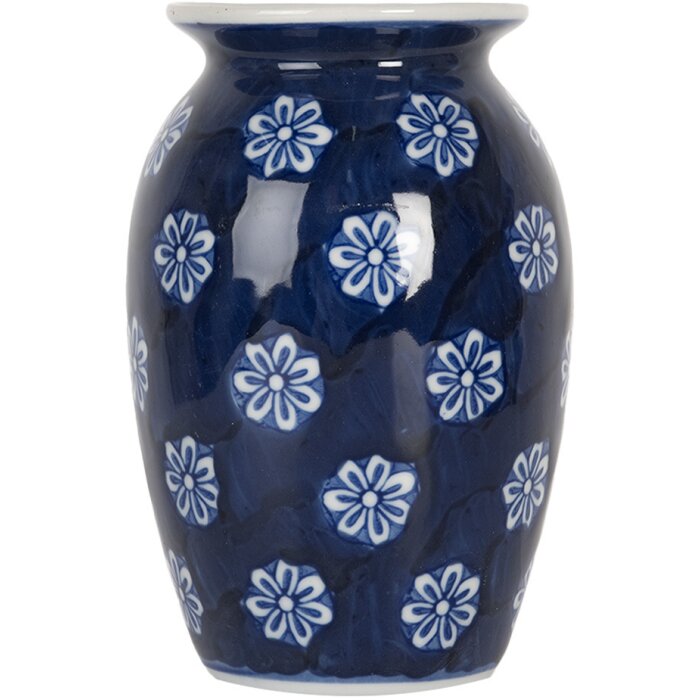 Clayre & Eef 6CE2085 Váza modro-bílá Ø 10x15 cm