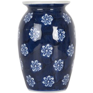Clayre & Eef 6CE2085 Váza modro-bílá Ø 10x15 cm