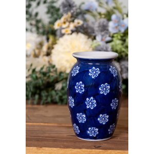 Clayre & Eef 6CE2085 Váza modro-bílá Ø 10x15 cm