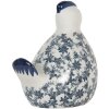 Clayre & Eef 6CE2092 Dekorativní kuře Vintage keramická figurka bílo-modrá 18x12x21 cm