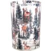 Clayre & Eef 6GL4961 Skleněný držák na čajovou svíčku s motivem lesa 12x18 cm venkovský styl