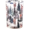 Clayre & Eef 6GL4961 Skleněný držák na čajovou svíčku s motivem lesa 12x18 cm venkovský styl