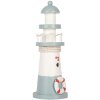 Clayre & Eef 6H2404 Dekorativní maják bílý modrý Ø 8 x 22 cm MDF dřevo