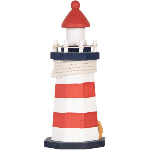 Clayre & Eef Dekorativní maják 6H2408 Bílá červená modrá Ø 9 x 19 cm MDF dřevo