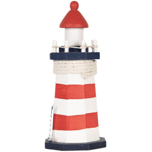 Clayre & Eef Dekorativní maják 6H2408 Bílá červená modrá Ø 9 x 19 cm MDF dřevo