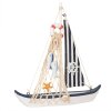 Clayre & Eef dekorace Plachetnice 25x6x25 cm Bílá modrá MDF dřevěná námořní dekorace