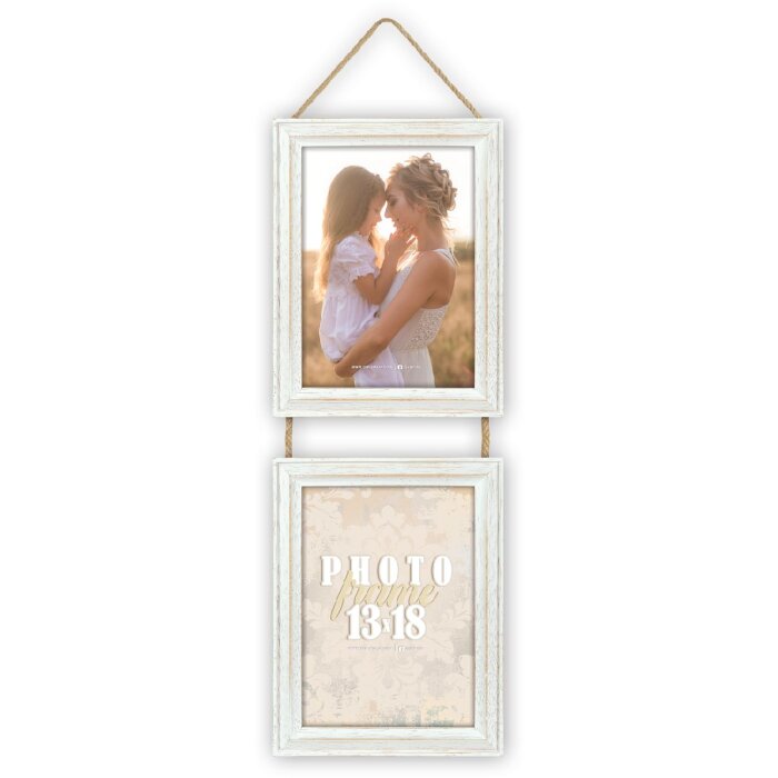 ZEP Fotogalerie Rosel Bílý dřevěný rám na 2 fotografie 13x18 cm vintage design