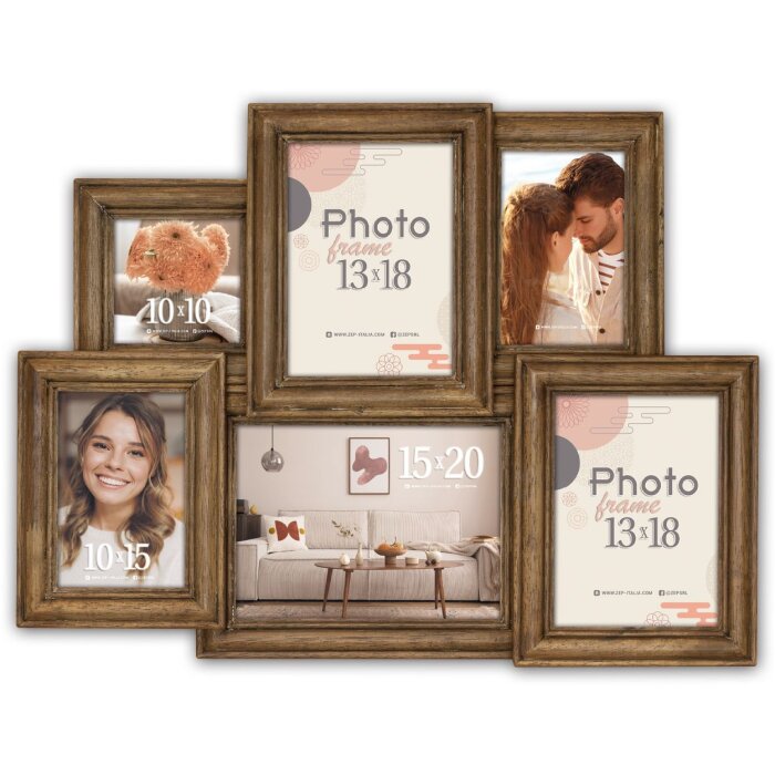ZEP Gallery Frame Giverny Multi Picture Frame Wood 54x41 cm 6 fotografií