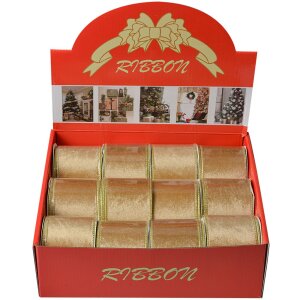 Clayre & Eef LI0128GO Stuha béžovo-zlatá 6,3 cm x 5 m