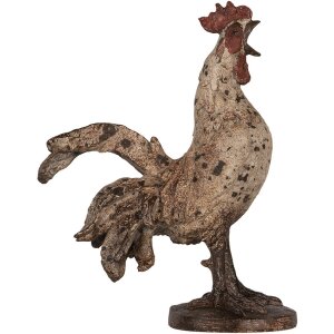 Clayre & Eef 6PR5481 Dekorativní kohout béžovo-hnědý 26x13x33 cm Polyresin