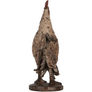 Clayre & Eef 6PR5481 Dekorativní kohout béžovo-hnědý 26x13x33 cm Polyresin