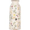 Clayre & Eef Keramická váza Ø 8x20 cm Béžová Růžová Venkovský styl Vintage