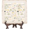 Clayre & Eef Dekorativní talíř 22x22 cm Béžový vintage keramický květinový vzor