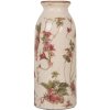 Clayre & Eef 6CE2027 Váza béžovo-růžová s květinovým vzorem Ø 8x20 cm Vintage keramika