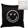 Clayre & Eef Povlak na polštář 45x45 cm Černá Bílá Smajlík Design Polyester