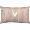 Clayre & Eef Povlak na polštář 30x50 cm Hnědý bílý venkovský styl Polyester