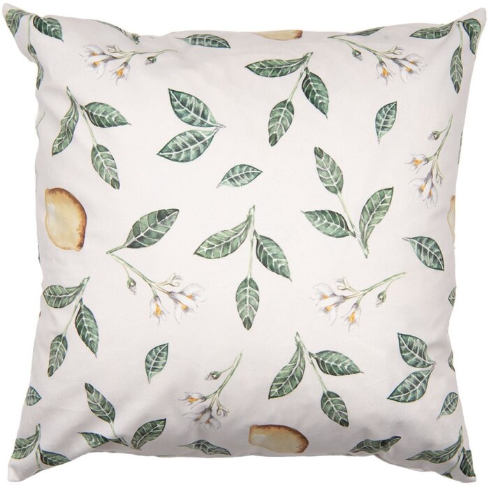 Clayre & Eef LEL22 Povlak na polštář 45x45 cm Béžový květinový vzor venkovský styl