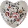 Clayre & Eef Dekorativní srdce keramické šedorůžové 11x11x4 cm venkovský styl