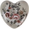 Clayre & Eef Dekorativní srdce keramické šedorůžové 11x11x4 cm venkovský styl
