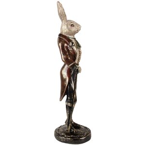 Clayre & Eef Dekorativní králík z polyresinu béžově červený 17x15x51 cm Velikonoční figurka