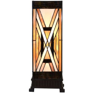 LumiLamp 5LL-6359 Tiffany stolní lampa hnědá béžová 17x17x44 cm E27 40W