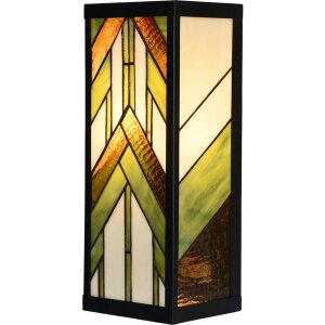 LumiLamp 5LL-6361 Tiffany nástěnné svítidlo béžovo-zelené 14x16x40 cm E27 sklo kovové