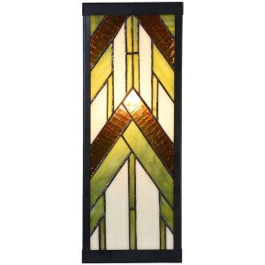 LumiLamp 5LL-6361 Tiffany nástěnné svítidlo béžovo-zelené 14x16x40 cm E27 sklo kovové