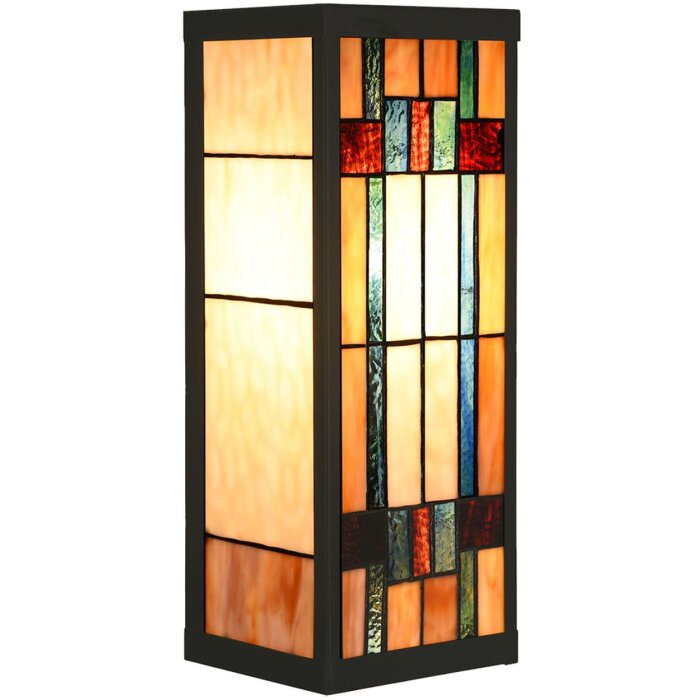 LumiLamp 5LL-6362 Tiffany nástěnné svítidlo béžově hnědé 14x16x40cm E27 sklo kovové