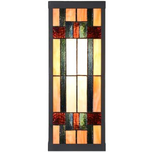 LumiLamp 5LL-6362 Tiffany nástěnné svítidlo béžově hnědé 14x16x40cm E27 sklo kovové