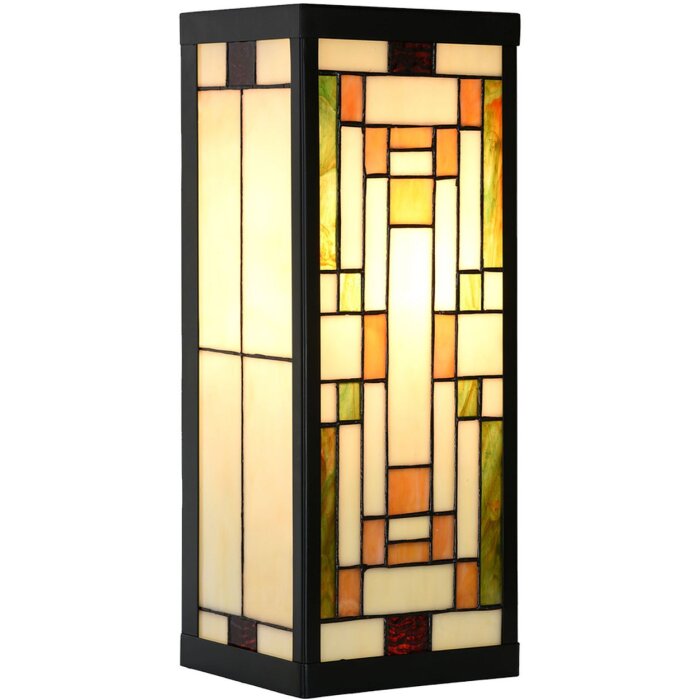 LumiLamp 5LL-6363 Tiffany nástěnné svítidlo béžovo-zelené 14x16x40cm E27 Skleněné kovové