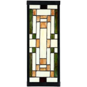 LumiLamp 5LL-6363 Tiffany nástěnné svítidlo béžovo-zelené 14x16x40cm E27 Skleněné kovové