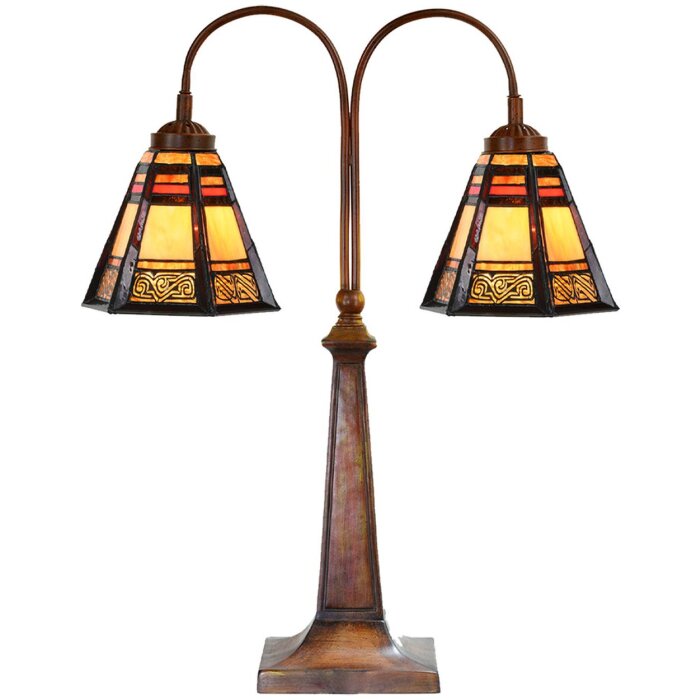 LumiLamp 5LL-6366 Stolní lampa Tiffany z hnědého skla 48x19x64 cm E27