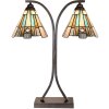 LumiLamp 5LL-6368 Tiffany stolní lampa hnědá modrá 48x19x57cm E27 2x60W