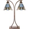 LumiLamp 5LL-6368 Tiffany stolní lampa hnědá modrá 48x19x57cm E27 2x60W