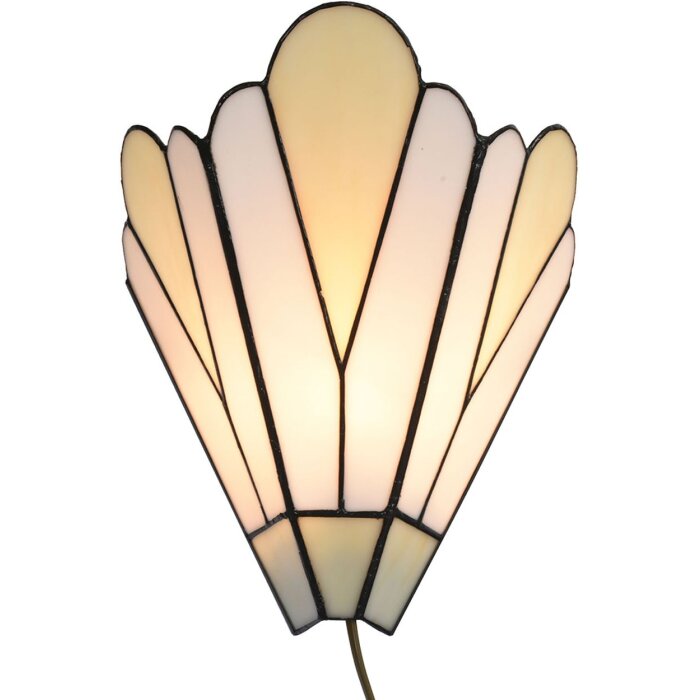 LumiLamp 5LL-6365 Tiffany nástěnná lampa bílá béžová 20x10x29cm E14 sklo kov