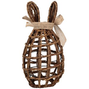 Clayre & Eef dekorační ratanový králík přírodní hnědý 16x16x31 cm venkovský styl