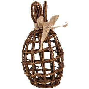 Clayre & Eef dekorační ratanový králík přírodní hnědý 16x16x31 cm venkovský styl