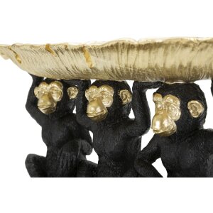 Mauro Ferretti dekorativní figurka opičí trio s listovou miskou 43x15,7x20 cm černé zlato
