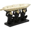 Mauro Ferretti dekorativní figurka opičí trio s listovou miskou 43x15,7x20 cm černé zlato