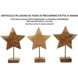 Mauro Ferretti socha hvězda z teakového dřeva 28x12x42 cm hnědá