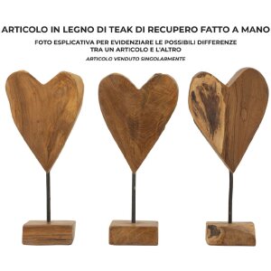 Mauro Ferretti socha srdce teak 15x10x35 cm hnědá