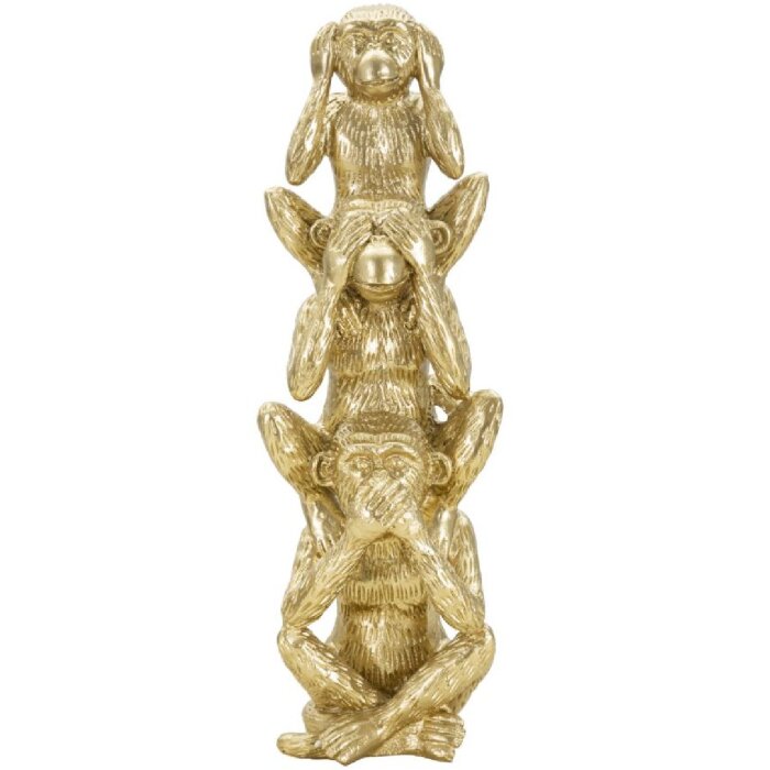 Mauro Ferretti dekorativní figurka opice věž Ø10,5x30 cm lesklá zlatá