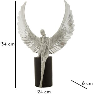 Mauro Ferretti dekorativní figurka anděl Sparky 24x8x34 cm stříbrná černá