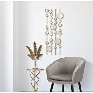 Mauro Ferretti nástěnný panel Malá zrcadla 35,5x1,5x90 cm zlatá barva