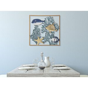 Mauro Ferretti nástěnný panel ryba 50,2x3,8x50,2 cm modrý zlatý