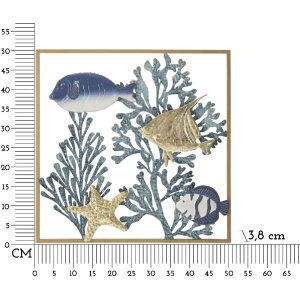 Mauro Ferretti nástěnný panel ryba 50,2x3,8x50,2 cm modrý zlatý