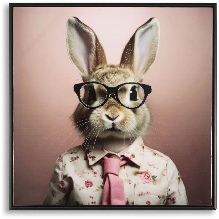 Mauro Ferretti nástěnná malba Bunny s rámem 62,5x2,8x62,5 cm růžová