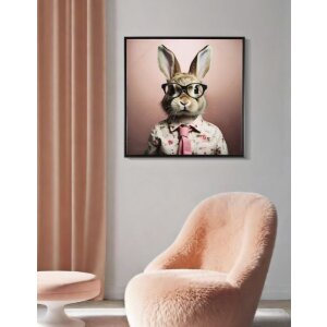 Mauro Ferretti nástěnná malba Bunny s rámem 62,5x2,8x62,5 cm růžová
