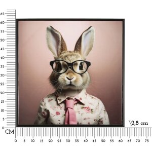 Mauro Ferretti nástěnná malba Bunny s rámem 62,5x2,8x62,5 cm růžová